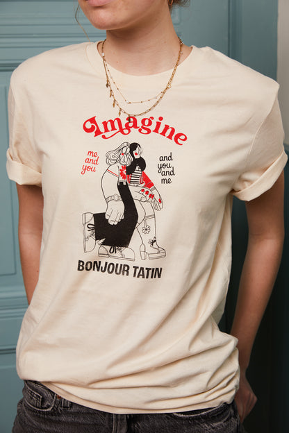 T-shirt Off-white/Rood 'Imagine you and me' BonjourTatin 