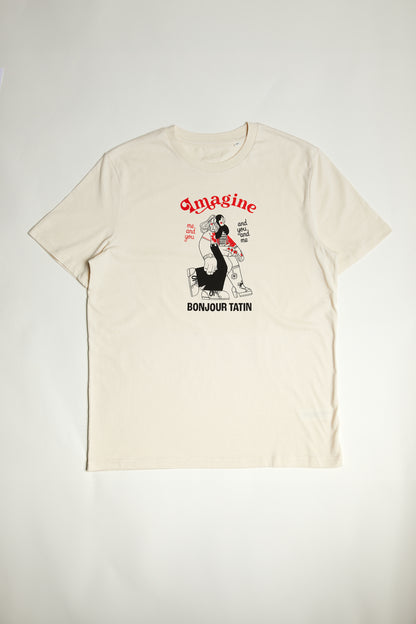 T-shirt Off-white/Rood 'Imagine you and me' BonjourTatin 