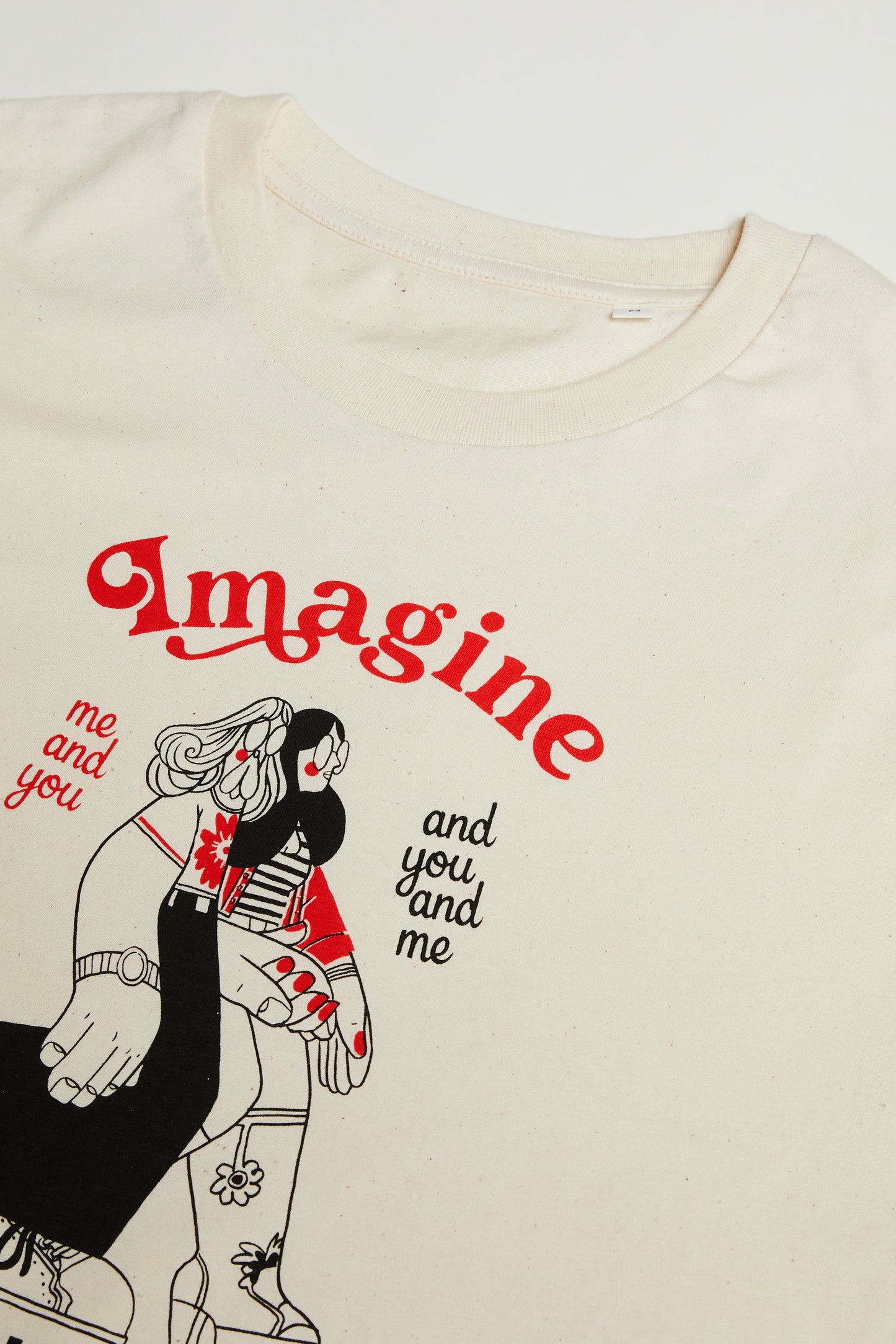 T-shirt Off-white/Rood 'Imagine you and me' BonjourTatin 