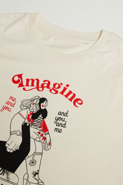 T-shirt Off-white/Rood 'Imagine you and me' BonjourTatin 