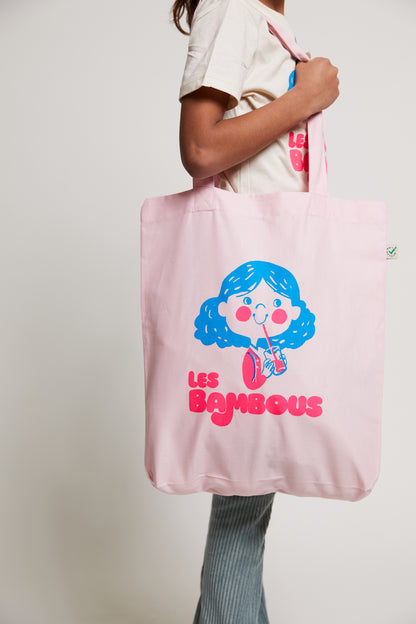 Tote Bag Biologisch Katoen Roze Limonade - Les Bambous