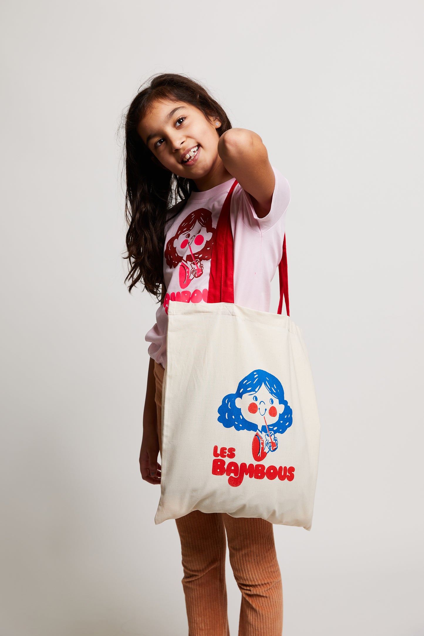 Tote Bag Biologisch Katoen Wit / Rood Limonade - Les Bambous