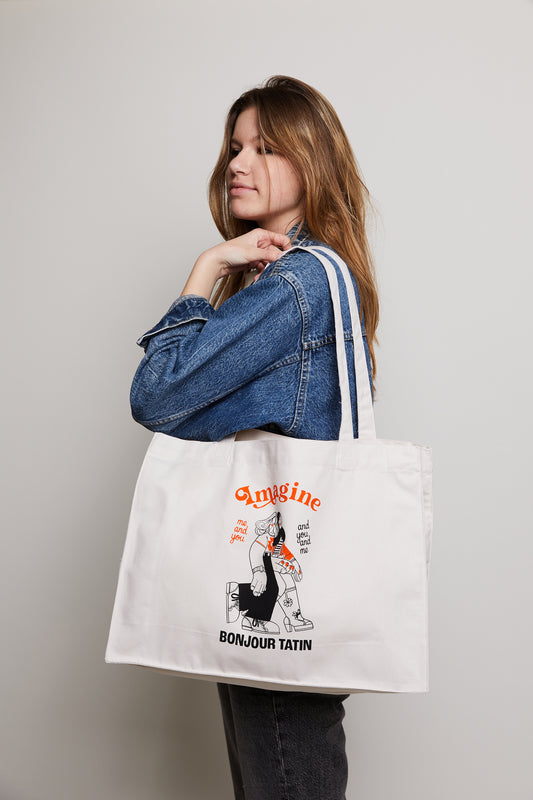 Tote Bag Off-white Organic Cotton - 'Imagine Me and You'