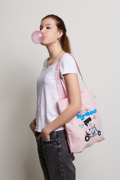 Tote Bag Organic Cotton Pink Skelter - Les Bambous