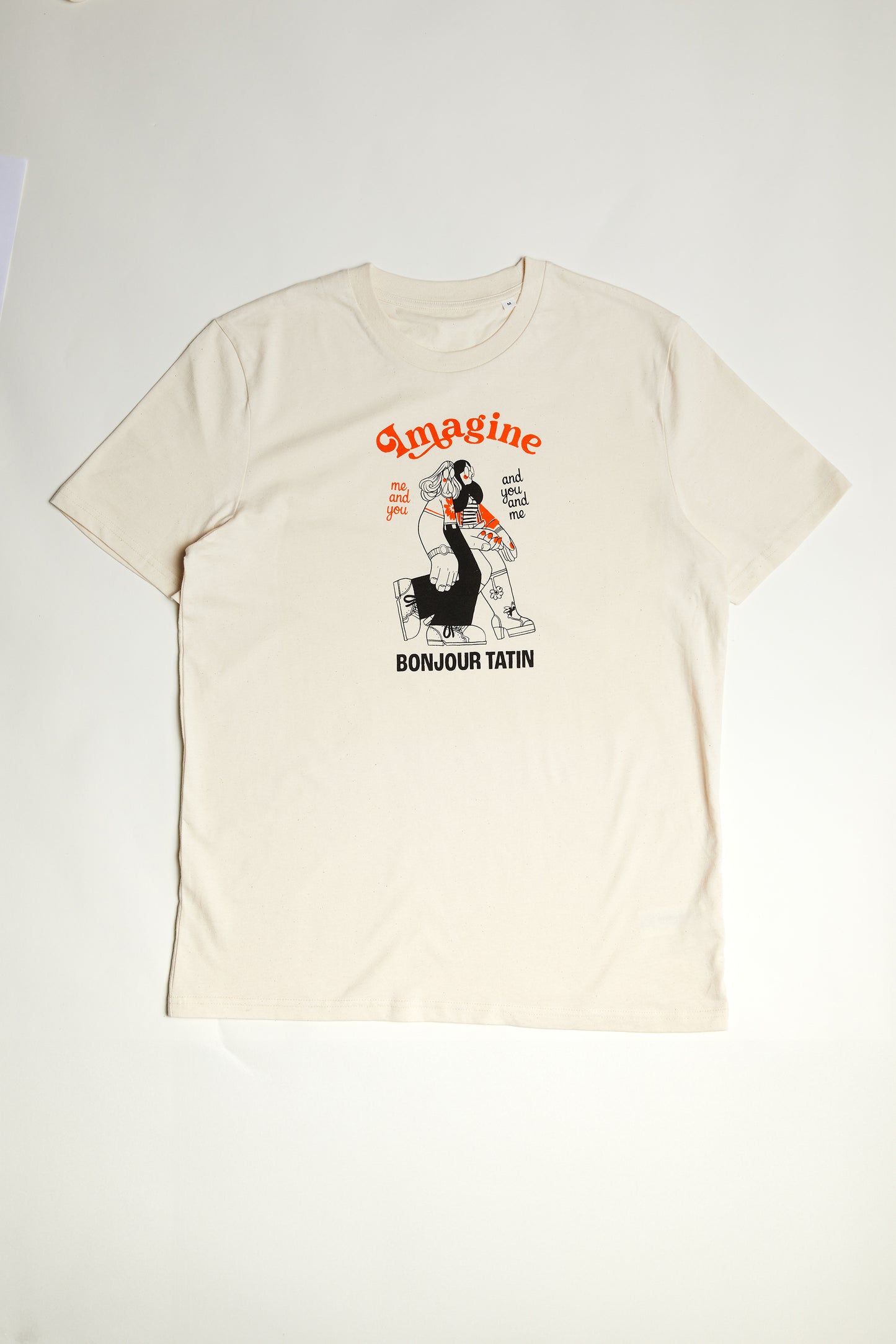 T-Shirt Off-white Orange ‘Imagine you and me’ - BonjourTatin