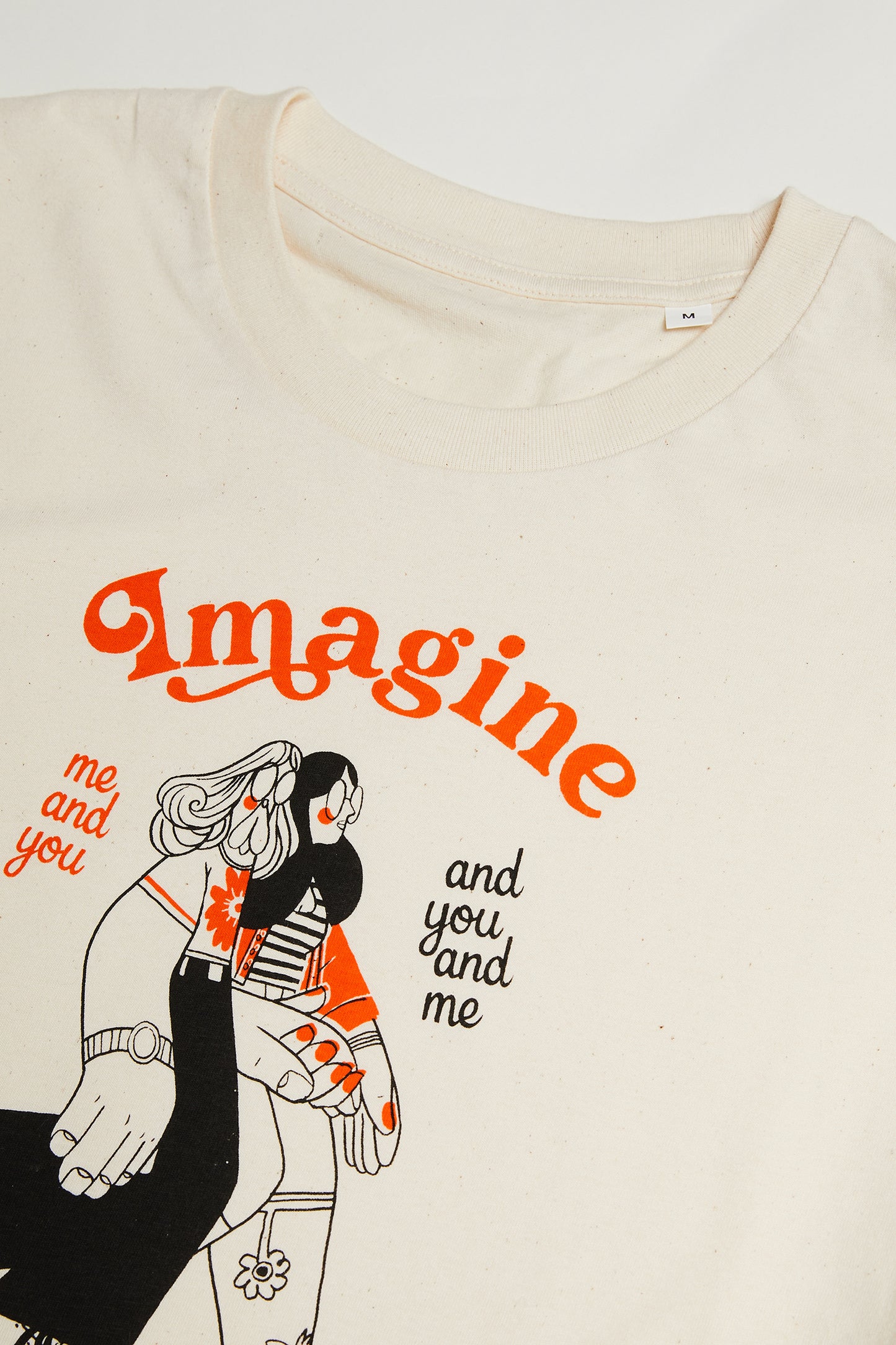 T-Shirt Off-white Orange ‘Imagine you and me’ - BonjourTatin