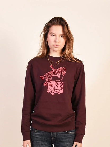 King Kong lounge – Organic Cotton Sweater Bright Red on Burgundy
