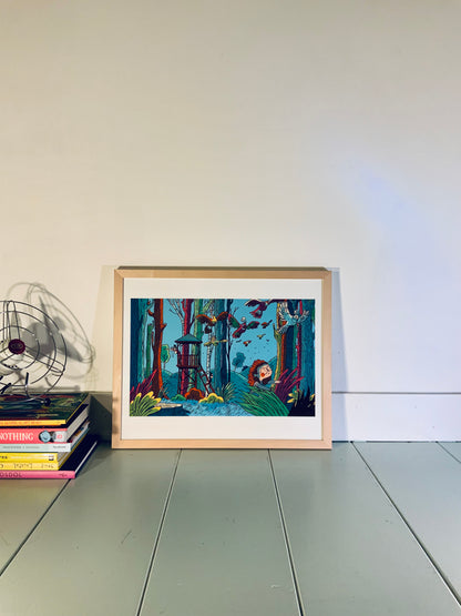 Fine Art Print 'Who's There?' - Is Dat Een Rover In Het Bos?