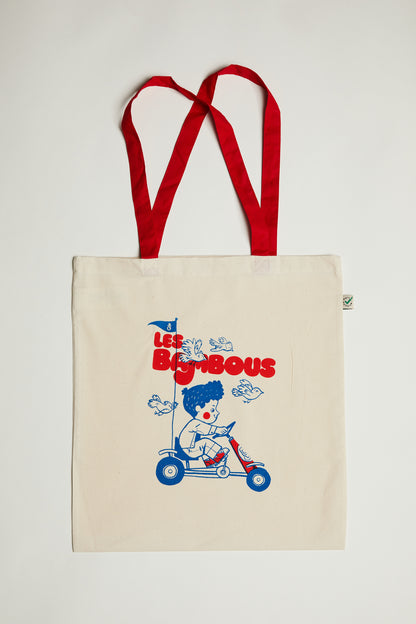 Tote Bag Biologisch Katoen Wit/Rood Skelter - Les Bambous